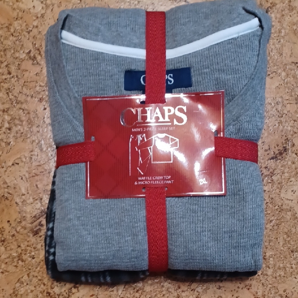 Chaps Men's Grey/Black/White Two Piece Sleep Set Size 2XL NWT
